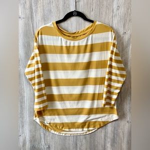 Womens Maurice’s 24/7 Mustard & Cream Striped Shirt!!  Size Medium!!